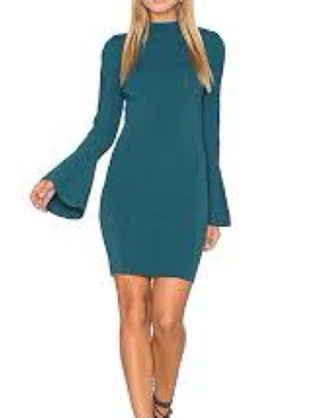 Lucy in the Sky Teal Long Sleeve Mock Neck Mini Dress SZ S